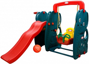 Игровая зона Слон c горкой-волной, баскетбольным кольцом и мячом, качелями с музыкальной панелью (Happy Box, HB_ JM-761W)